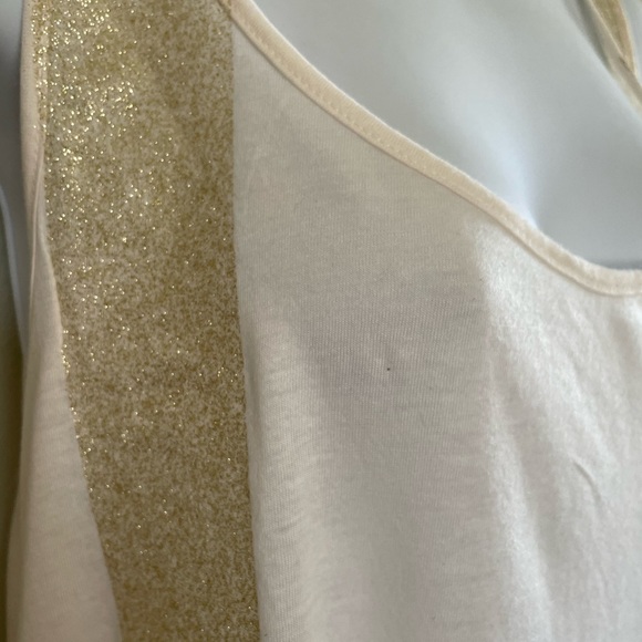 True Religion Skinny Tank Tunic with Gold Glitter Stripe in Cream NWOT - Picture 5 of 5
